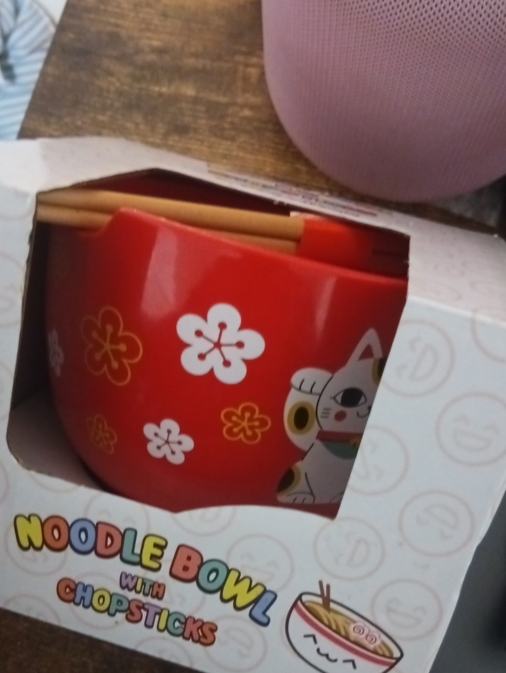MAD Engine Red Maneki Neko Ramen Bowl with Chopsticks